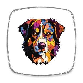 North American Shepherd Dog Breed Watercolor Glass - Square fridge magnet - white - Front
