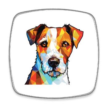 Parson Russell Terrier Dog Breed Watercolor Glass - Square fridge magnet - white - Front