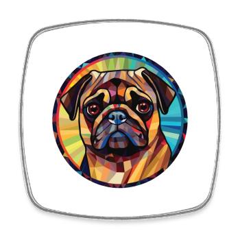 Mopshundrasse bunte Aquarellillustration - Viereckiger Kühlschrankmagnet - Weiß - Vorne