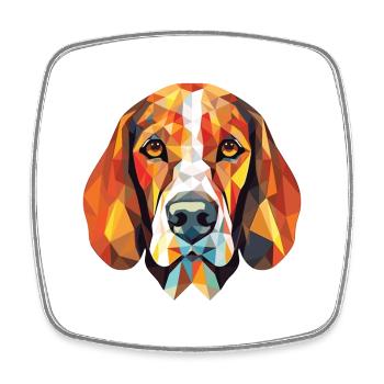 Russian Harlequin Hound Dog Breed Watercolor Glass - Square fridge magnet - white - Front