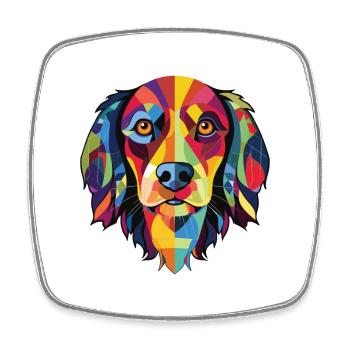 Munsterlander Small Dog Breed Colorful Watercolor - Square fridge magnet - white - Front