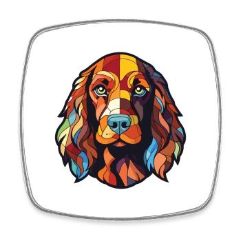 Pont Audemer Épagneul chien race aquarelle colorée - Magnet carré - blanc - Devant
