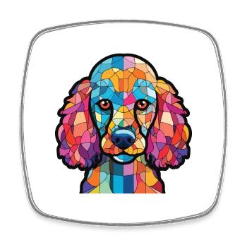 Caniche chien race coloré aquarelle Illustration - Magnet carré - blanc - Devant