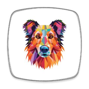 Chien de berger roumain race de chien aquarelle colorée - Magnet carré - blanc - Devant