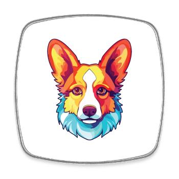 Pembroke Welsh Corgi chien race aquarelle colorée - Magnet carré - blanc - Devant