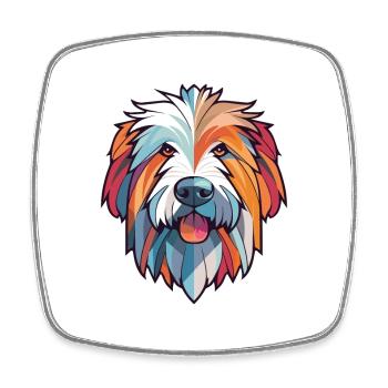 Chien de berger des Pyrénées chien race aquarelle colorée - Magnet carré - blanc - Devant