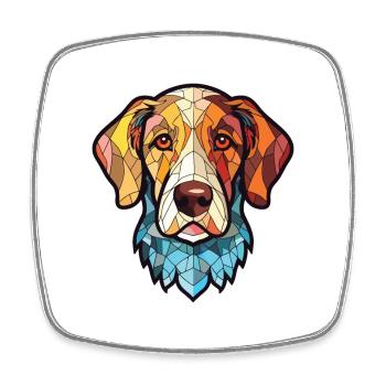 Porcelaine chien race aquarelle verre Illustration - Magnet carré - blanc - Devant
