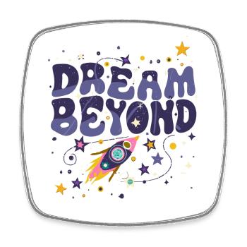 Dream Beyond Rocket and Stars - Square fridge magnet - white - Front