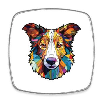 Scotch Collie Hunderasse Aquarell Illustration - Viereckiger Kühlschrankmagnet - Weiß - Vorne