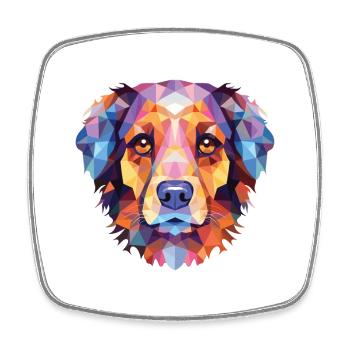 Volpino Italiano race de chien aquarelle illustration - Magnet carré - blanc - Devant