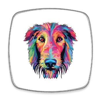 Lévrier écossais chien race aquarelle colorée - Magnet carré - blanc - Devant