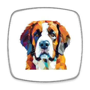 St Bernard Dog Breed Watercolor Glass Illustration - Square fridge magnet - white - Front
