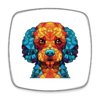 Toy Poodle Dog Breed Watercolor Glass Illustration - Square fridge magnet - white - Front
