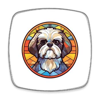 Shih Tzu Lap Dog Breed Watercolor Illustration - Square fridge magnet - white - Front