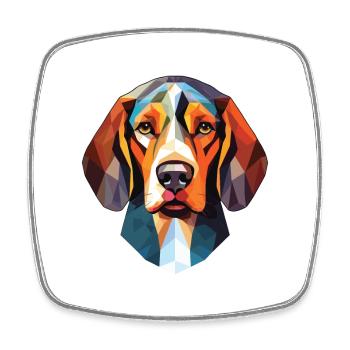 Sibérien tricolore chien chien race verre aquarelle - Magnet carré - blanc - Devant