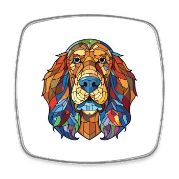 Sud russe Ovcharka chien race aquarelle verre - Magnet carré - blanc - Devant