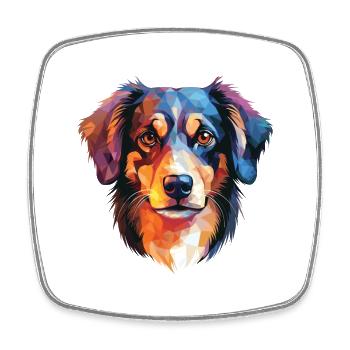 Taigan Kyrgyz Taighany Dog Breed Watercolor Glass - Square fridge magnet - white - Front