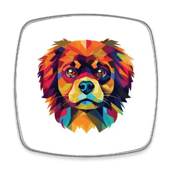 Épagneul tibétain chien race aquarelle Illustration - Magnet carré - blanc - Devant