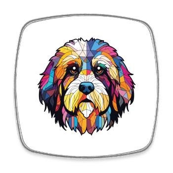 Tibet Terrier Hunderasse Aquarell Illustration - Viereckiger Kühlschrankmagnet - Weiß - Vorne