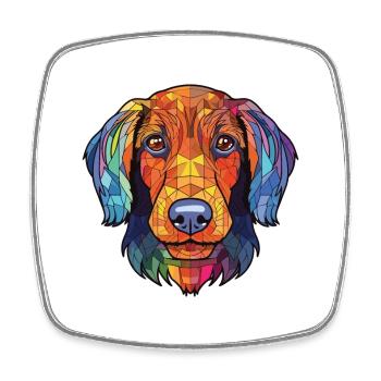 Teckel à poil dur chien race aquarelle colorée - Magnet carré - blanc - Devant