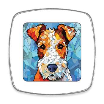 Fil Fox Terrier chien race aquarelle Illustration - Magnet carré - blanc - Devant