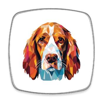Welsh Springer Dog Breed Watercolor Illustration - Square fridge magnet - white - Front