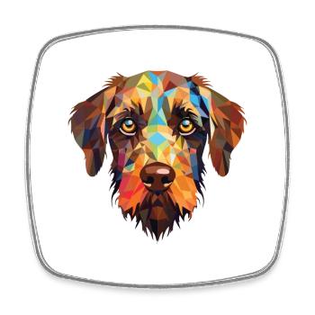 Chien d’arrêt à poil dur race aquarelle colorée - Magnet carré - blanc - Devant