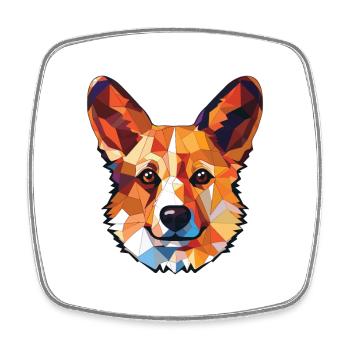 Welsh Corgi Pembroke Dog Breed Colorful Watercolor - Square fridge magnet - white - Front