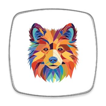 Toy German Spitz Dog Breed Watercolor Illustration - Square fridge magnet - white - Front