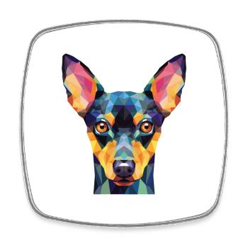 Toy Manchester Terrier Dog Breed Watercolor Glass - Square fridge magnet - white - Front