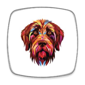 Drahthaarige zeigende Griffon-Hunderasse Aquarell - Viereckiger Kühlschrankmagnet - Weiß - Vorne
