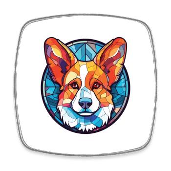 Welsh Corgi Dog Breed Watercolor Illustration - Square fridge magnet - white - Front