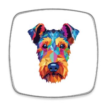 Welsh Terrier Dog Breed Watercolor Illustration - Square fridge magnet - white - Front