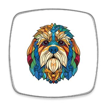 Tibetische Kyi Apso Hunderasse Aquarell Illustration - Viereckiger Kühlschrankmagnet - Weiß - Vorne