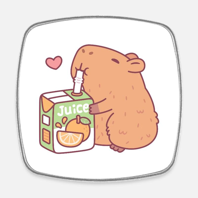 Un capybara mignon aime le jus d’orange - Magnet carré - blanc