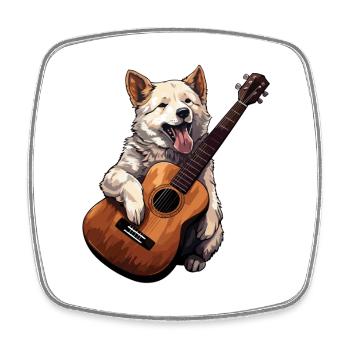 Dog with Guitar Music Guitarist Dogs - Square fridge magnet - white - Front