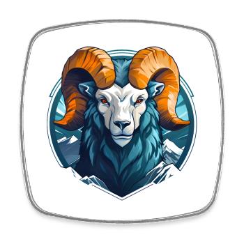 Mascottes Bélier - Magnet carré - blanc - Devant