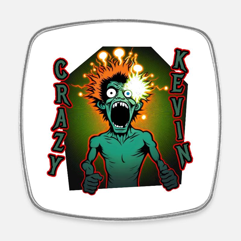 Crazy Kevin - Magnet carré - blanc