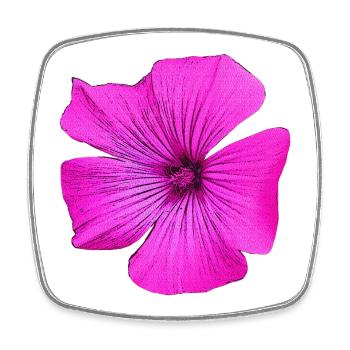 Stockrose von vorne, gartenliebhaber - Viereckiger Kühlschrankmagnet - Weiß - Vorne