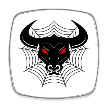 Bull's Head in Spider's Web – Dark - Square fridge magnet - white - Front
