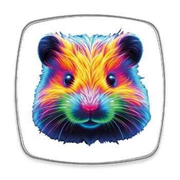 Tête de hamster néon - Magnet carré - blanc - Devant
