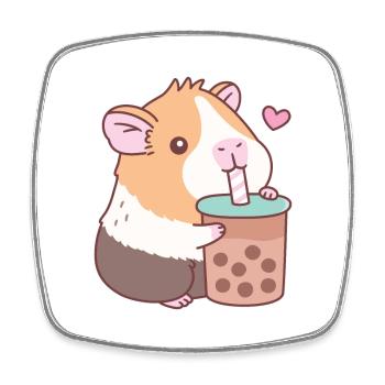Un cochon d’Inde mignon aime boire du thé à bulles - Magnet carré - blanc - Devant