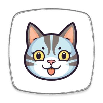 American Shorthair Cat Cartoon Watercolor Clipart - Square fridge magnet - white - Front