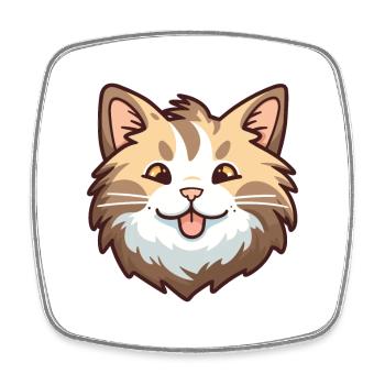 American Bobtail chat dessin animé aquarelle Clipart - Magnet carré - blanc - Devant