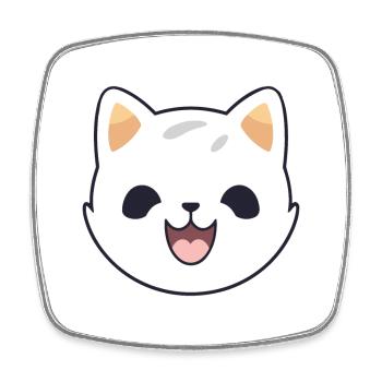 Chat asiatique coloré dessin animé aquarelle illustration - Magnet carré - blanc - Devant