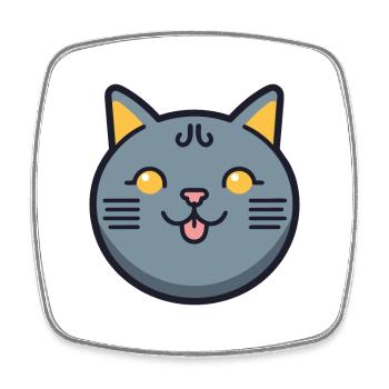 Chartreux Cat Cartoon Watercolor Illustration - Square fridge magnet - white - Front