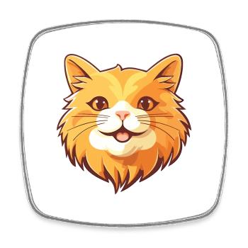 Ingwer Langhaar Katze Karikatur Aquarell Clipart - Viereckiger Kühlschrankmagnet - Weiß - Vorne