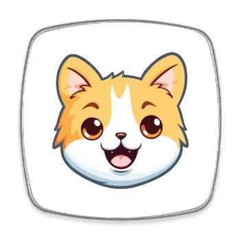 Bambino Katze Cartoon Aquarell Illustration - Viereckiger Kühlschrankmagnet - Weiß - Vorne