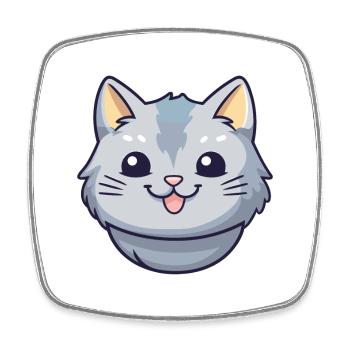 Illustration à l’aquarelle de bande dessinée de chat argenté britannique - Magnet carré - blanc - Devant