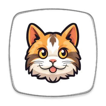 Domestic Cat Cartoon Watercolor Illustration - Square fridge magnet - white - Front